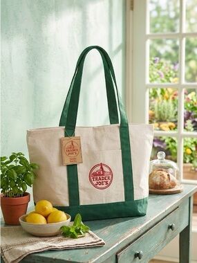 Trader Joe's Large Canvas Tote Bag - Green 💚